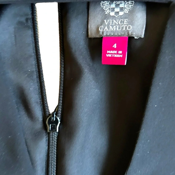 Vince Camuto Black VNeck Cutout Choker Collar chiffon cold shoulder dress Size 4 - Picture 5 of 14